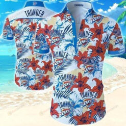 Oklahoma City Thunder Floral Curved Hawaiian Shirt Summer Vibes