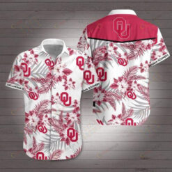 Oklahoma Sooners Black Red Pattern Curved Hawaiian Shirt