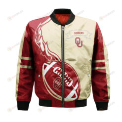 Oklahoma Sooners Bomber Jacket 3D Printed Flame Ball Pattern