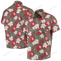 Oklahoma Sooners Crimson Floral Button-Up Hawaiian Shirt