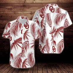 Oklahoma Sooners Flower Curved Hawaiian Shirt In Red And White