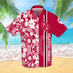 Oklahoma Sooners Hawaiian Shirt With Floral And Leaves Pattern In Red