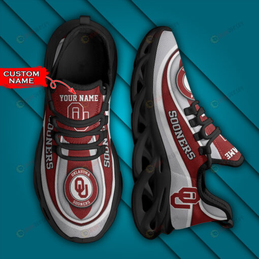 Oklahoma Sooners Logo Curve Border Pattern Custom Name 3D Max Soul Sneaker Shoes