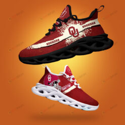 Oklahoma Sooners Logo Helmet And Splatter Pattern 3D Max Soul Sneaker Shoes