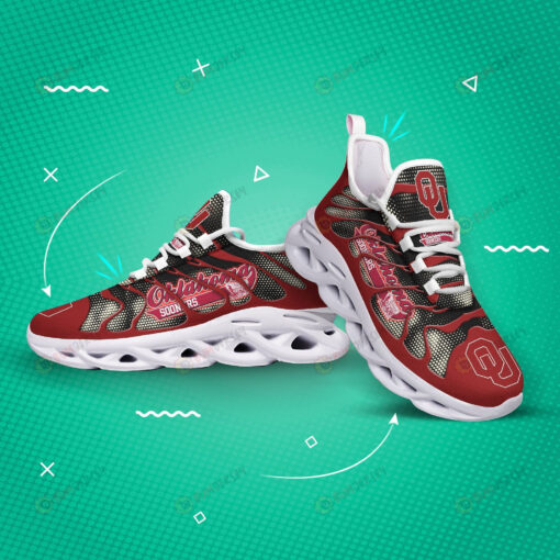 Oklahoma Sooners Logo Hole Pattern 3D Max Soul Sneaker Shoes In Red