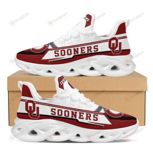 Oklahoma Sooners Logo Pattern Custom Name 3D Max Soul Sneaker Shoes In Red White