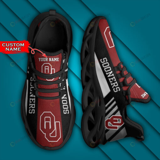 Oklahoma Sooners Logo Stripe Border Pattern Custom Name 3D Max Soul Sneaker Shoes