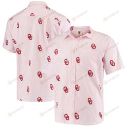 Oklahoma Sooners Pink Button-Up Seersucker Hawaiian Shirt
