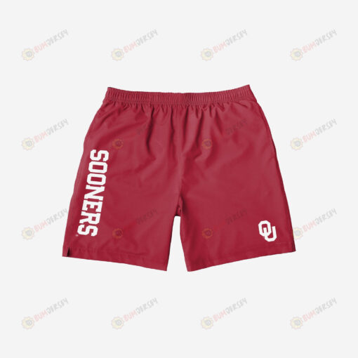 Oklahoma Sooners Solid Wordmark Traditional Hawaiian Men Shorts Swim Trunks - Print Shorts