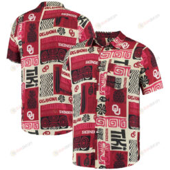 Oklahoma Sooners Tan Tiki Button-Up Hawaiian Shirt