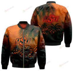 Oklahoma State Cowboys Bomber Jacket 3D Printed Coconut Tree Tropical Grunge