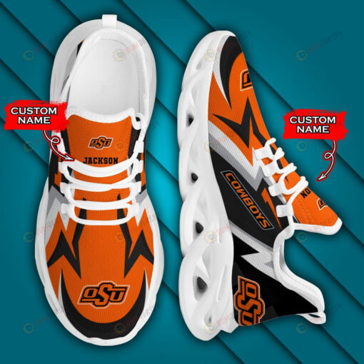 Oklahoma State Cowboys Logo Lightening Pattern Custom Name 3D Max Soul Sneaker Shoes