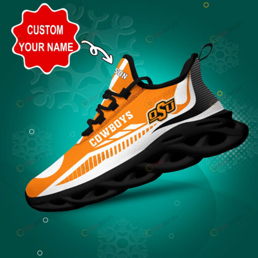 Oklahoma State Cowboys Logo Stripe Line Pattern Custom Name 3D Max Soul Sneaker Shoes