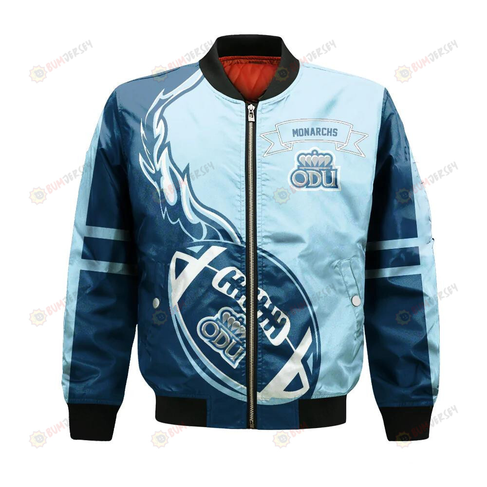 Old Dominion Monarchs Bomber Jacket 3D Printed Flame Ball Pattern