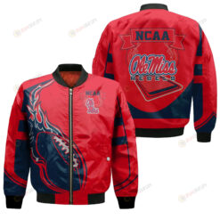 Ole Miss Rebels Bomber Jacket 3D Printed - Fire Football