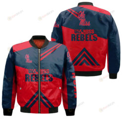 Ole Miss Rebels Football Bomber Jacket 3D Printed - Stripes Cross Shoulders
