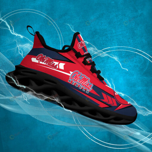 Ole Miss Rebels Logo Pattern 3D Max Soul Sneaker Shoes In Red Blue