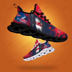 Ole Miss Rebels Logo Torn And Splatter Pattern 3D Max Soul Sneaker Shoes