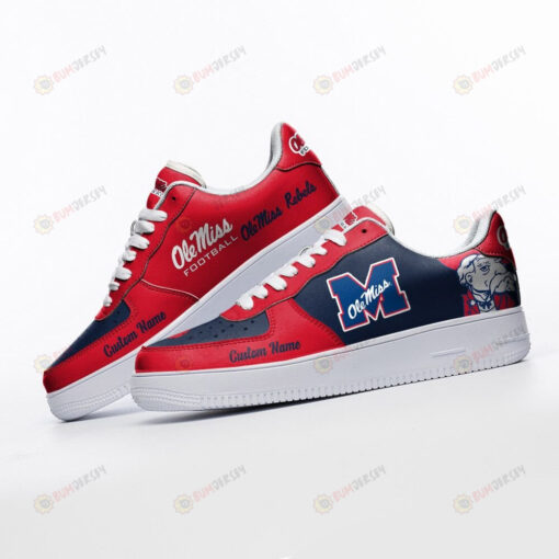 Ole Miss Rebels Mascot Logo Pattern Custom Name Air Force 1 Printed