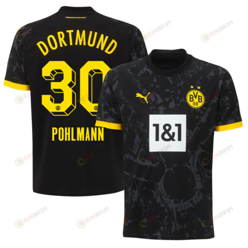 Ole Pohlmann 30 Borussia Dortmund 2023-24 Away Men Jersey - Black