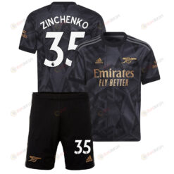 Oleksandr Zinchenko 35 Arsenal Away Kit 2022 - 2023 Youth Jersey - Black