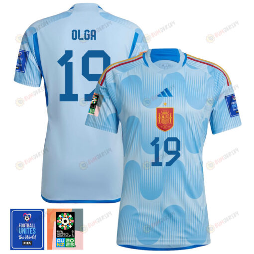 Olga Carmona 19 Spain 1 Star FIFA Patch Women's National Team 2023-24 World Cup Away WOMEN Jersey