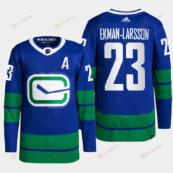 Oliver Ekman-Larsson 23 Vancouver Canucks Blue Jersey 2022 Alternate Primegreen