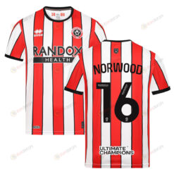 Oliver Norwood 16 Sheffield United 2022-23 Home Jersey - Red/White Stripes