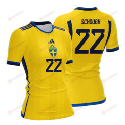 Olivia Schough 22 Sweden 2023 Women Home Jersey - Yellow - All Over Printed Jersey