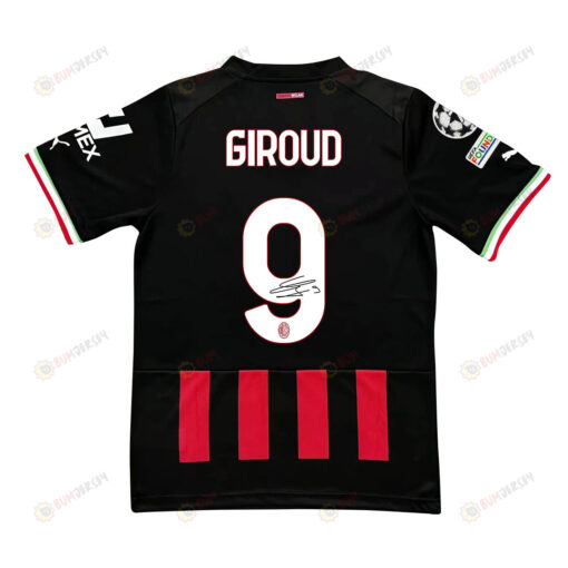 Olivier Giroud 9 Signed AC Milan 2022/23 Home Men Jersey - Red/Black