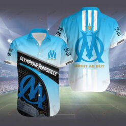 Olympique Marseille Short Sleeve Curved Hawaiian Shirt