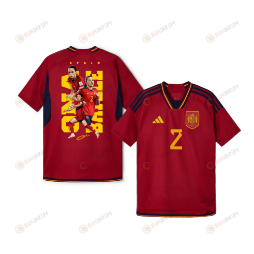 Ona Batlle 2 Signed Spain Women's National Team Road To Champions 2023-24 World Cup Home YOUTH Jersey - Red