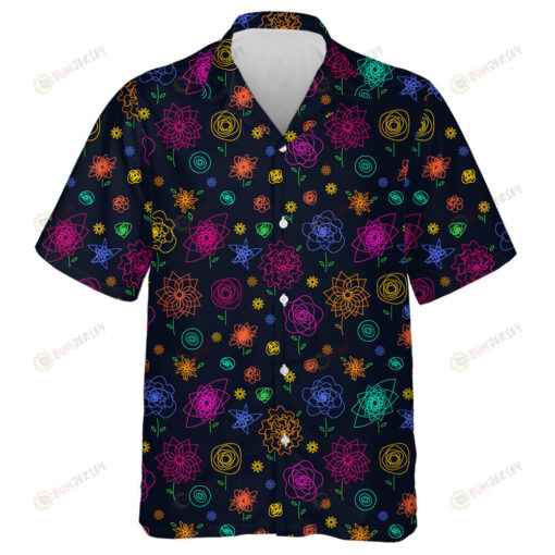 One-Line Closed Images Of Multicolor Sunflowers Hawaiian Shirt