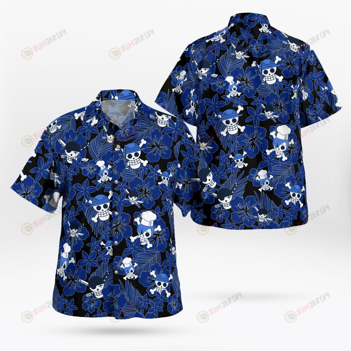 One Piece Cartoon Film Navy Pattern Hawaiian Shirt