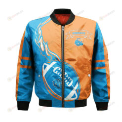 Ontario Tech Ridgebacks Bomber Jacket 3D Printed Flame Ball Pattern