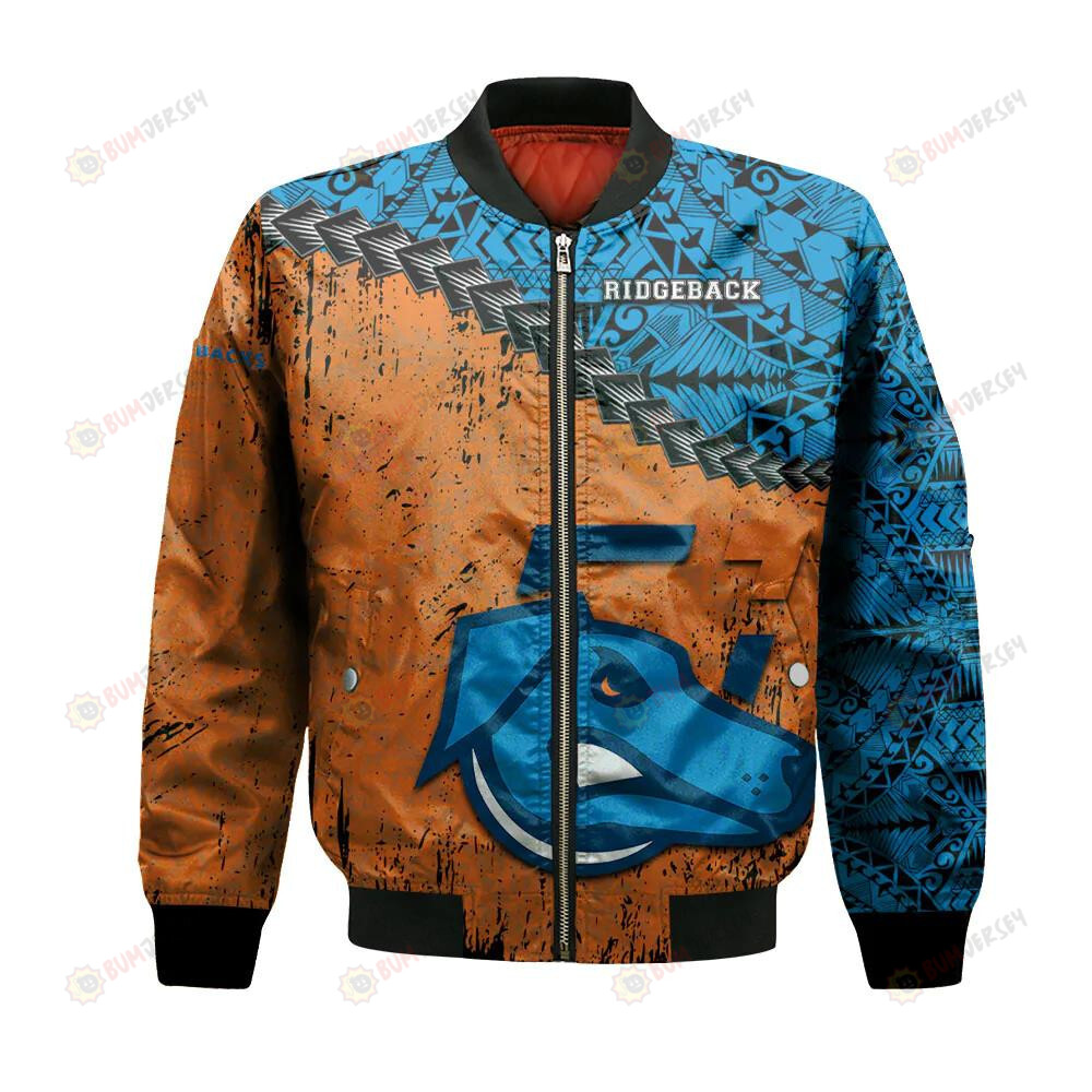 Ontario Tech Ridgebacks Bomber Jacket 3D Printed Grunge Polynesian Tattoo