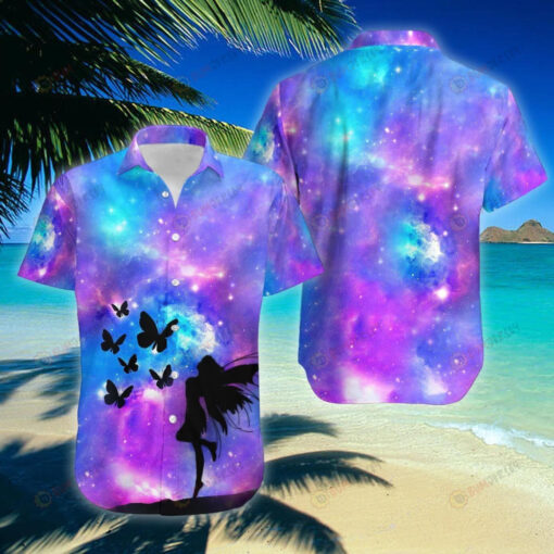 Order Butterfly Angels Curved Hawaiian Shirt In Galaxy