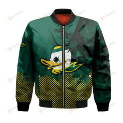 Oregon Ducks Bomber Jacket 3D Printed Basketball Net Grunge Pattern