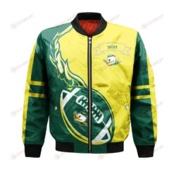 Oregon Ducks Bomber Jacket 3D Printed Flame Ball Pattern