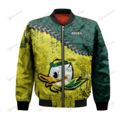 Oregon Ducks Bomber Jacket 3D Printed Grunge Polynesian Tattoo