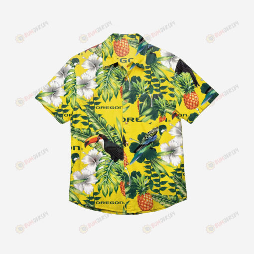 Oregon Ducks Floral Button Up Hawaiian Shirt