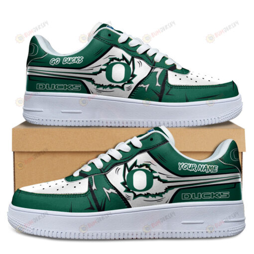 Oregon Ducks Logo Pattern Custom Name Air Force 1 Printed