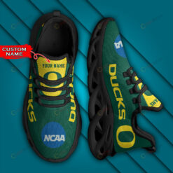 Oregon Ducks Logo Pattern Custom Name Green 3D Max Soul Sneaker Shoes