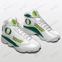 Oregon Ducks Logo Pattern In White And Green Air Jordan 13 Shoes Sneakers