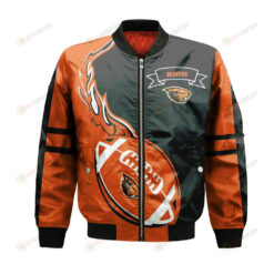 Oregon State Beavers Bomber Jacket 3D Printed Flame Ball Pattern