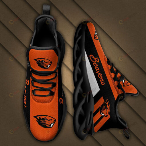 Oregon State Beavers Logo Black Stripe Pattern 3D Max Soul Sneaker Shoes In Orange