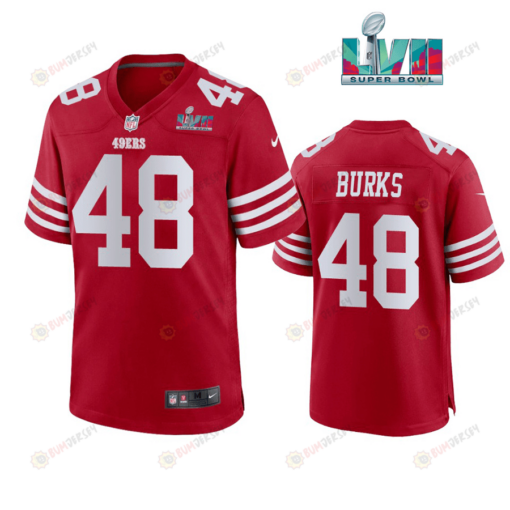 Oren Burks 48 San Francisco 49Ers Super Bowl LVII Men's Jersey- Scarlet