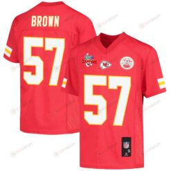 Orlando Brown 57 Kansas City Chiefs Super Bowl LVII Champions 3 Stars Youth Jersey - Red