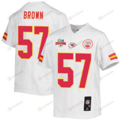 Orlando Brown 57 Kansas City Chiefs Super Bowl LVII Champions 3 Stars Youth Jersey - White