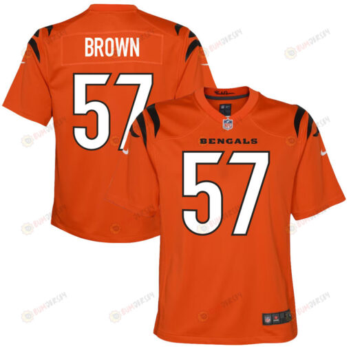 Orlando Brown Jr. 57 Cincinnati Bengals Youth Alternate Game Jersey - Orange